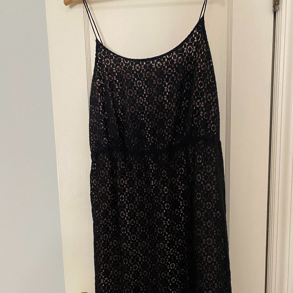 J. Crew Black Lace Lined Spaghetti Strap Dress